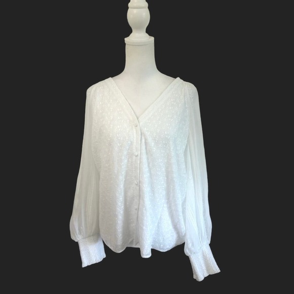 ALICE+OLIVIA Lang Embroidered Button Down Long Sleeve Blouse size Large NWT - Picture 4 of 14